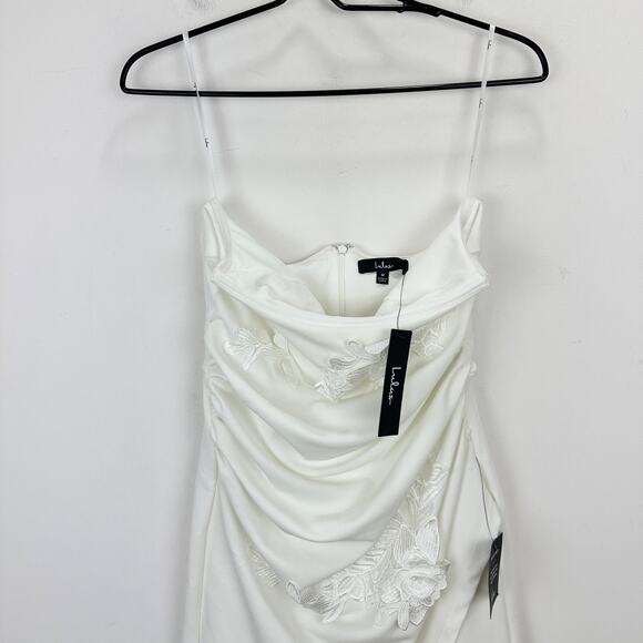 Lulus Divine Sensation White 3D Embroidered Strapless Mini Dress Medium NWT - Picture 6 of 12